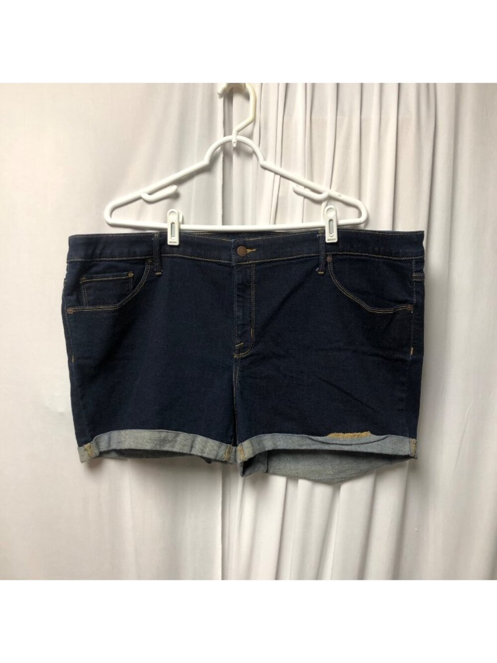 Ava Viv Jean Short Womens Size 22W Dark Blue Denim Rolled Hem Casual Hot Pants